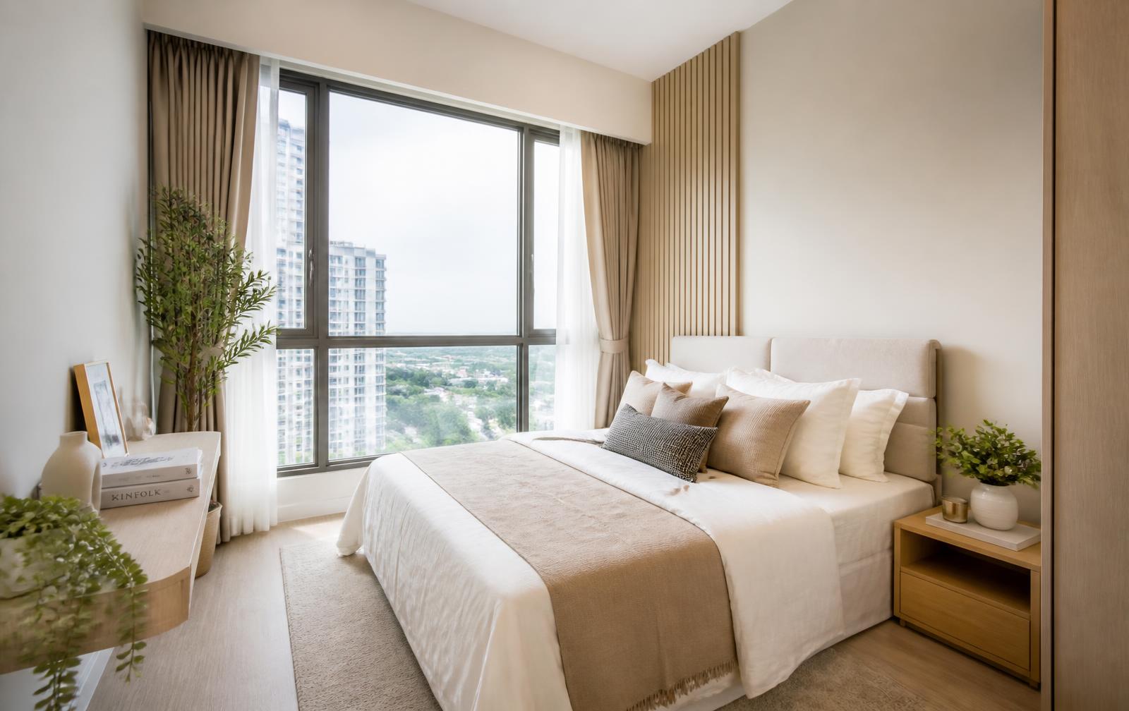 Bright furnished bedroom in a Malaysian condominium